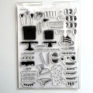 New Heidi Swapp 6x8" Clear Stamp Set & Stamp Sleeve Sweet Treats